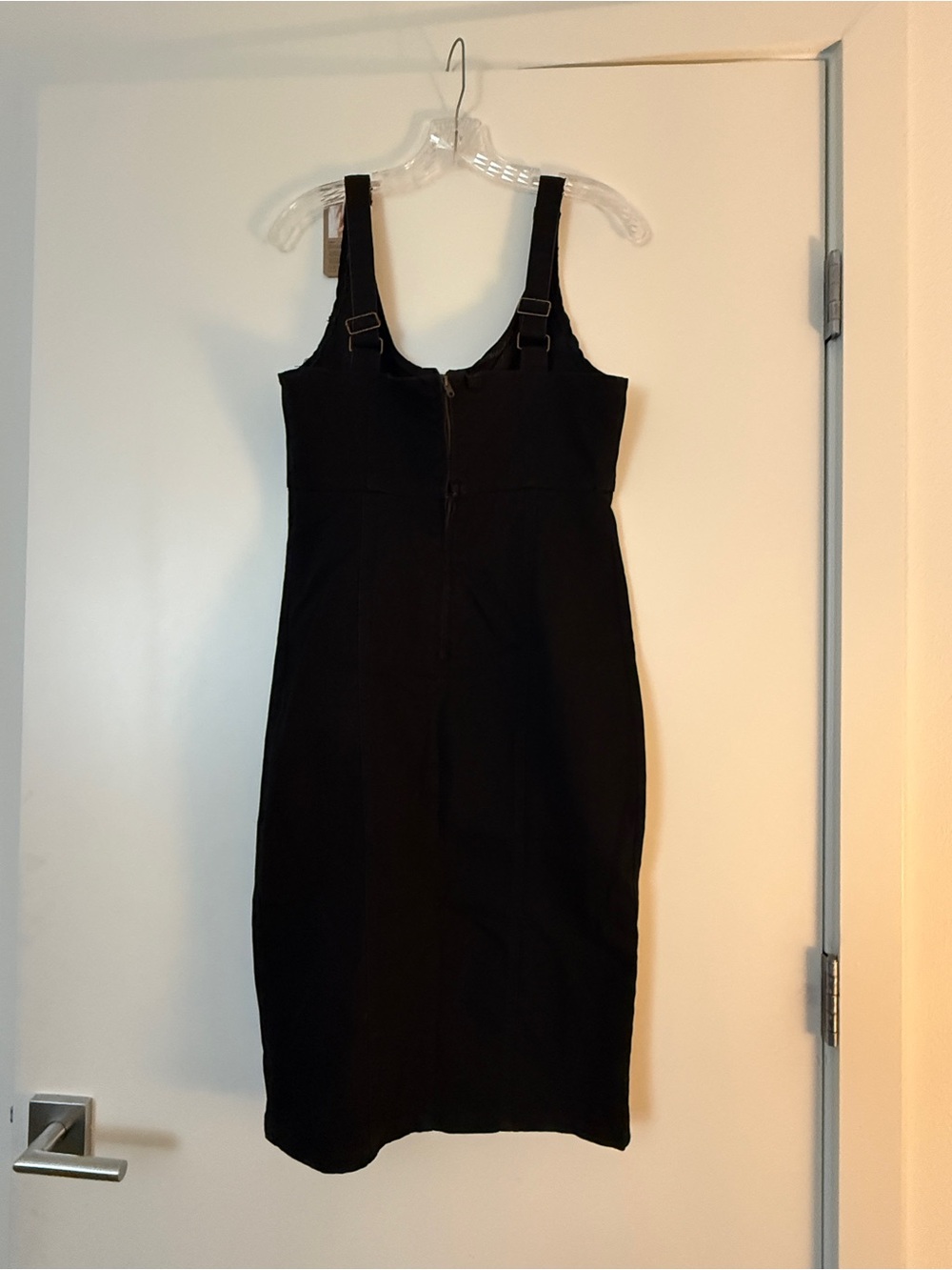 Denim sleeveless side slit bodycon dress